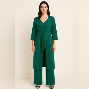 Emerald Green Sequin Knit 3-Piece Lounge Set Size M